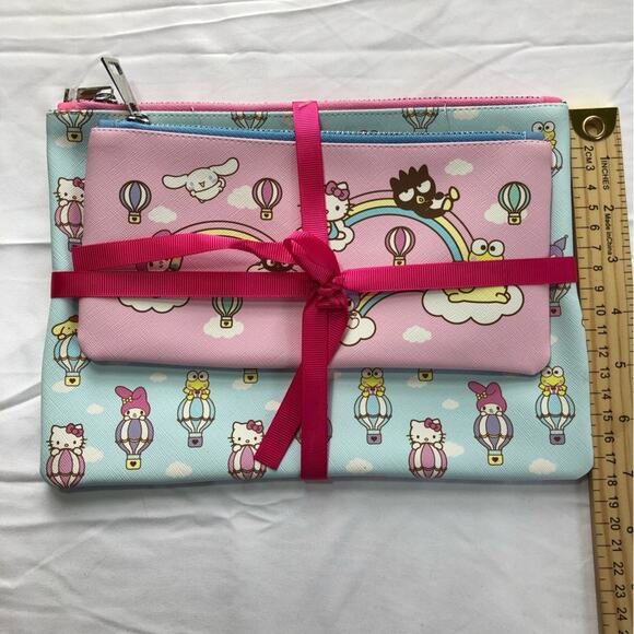 NWT Hello Kitty and friends Sanrio 2 pencil pouches pink blue cute cats rainbow - Picture 4 of 6